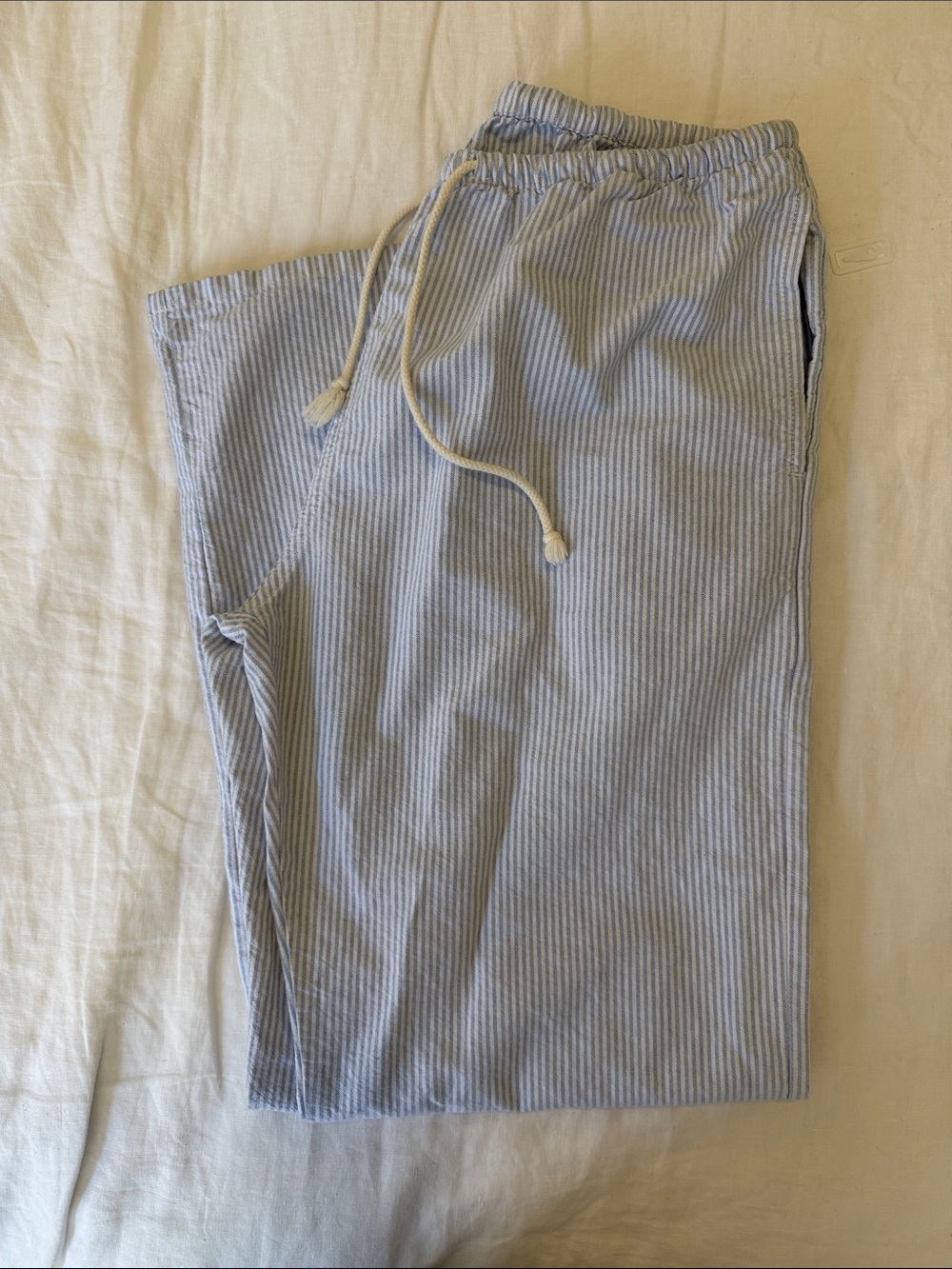St. George Light Blue Pinstripe Drawstring Lounge Pants